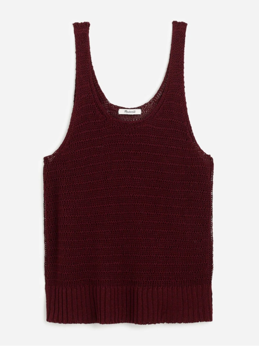Madewell Burgundy Linen Knit Vera Scoop Neck Tank Top Sweater NV241 Small